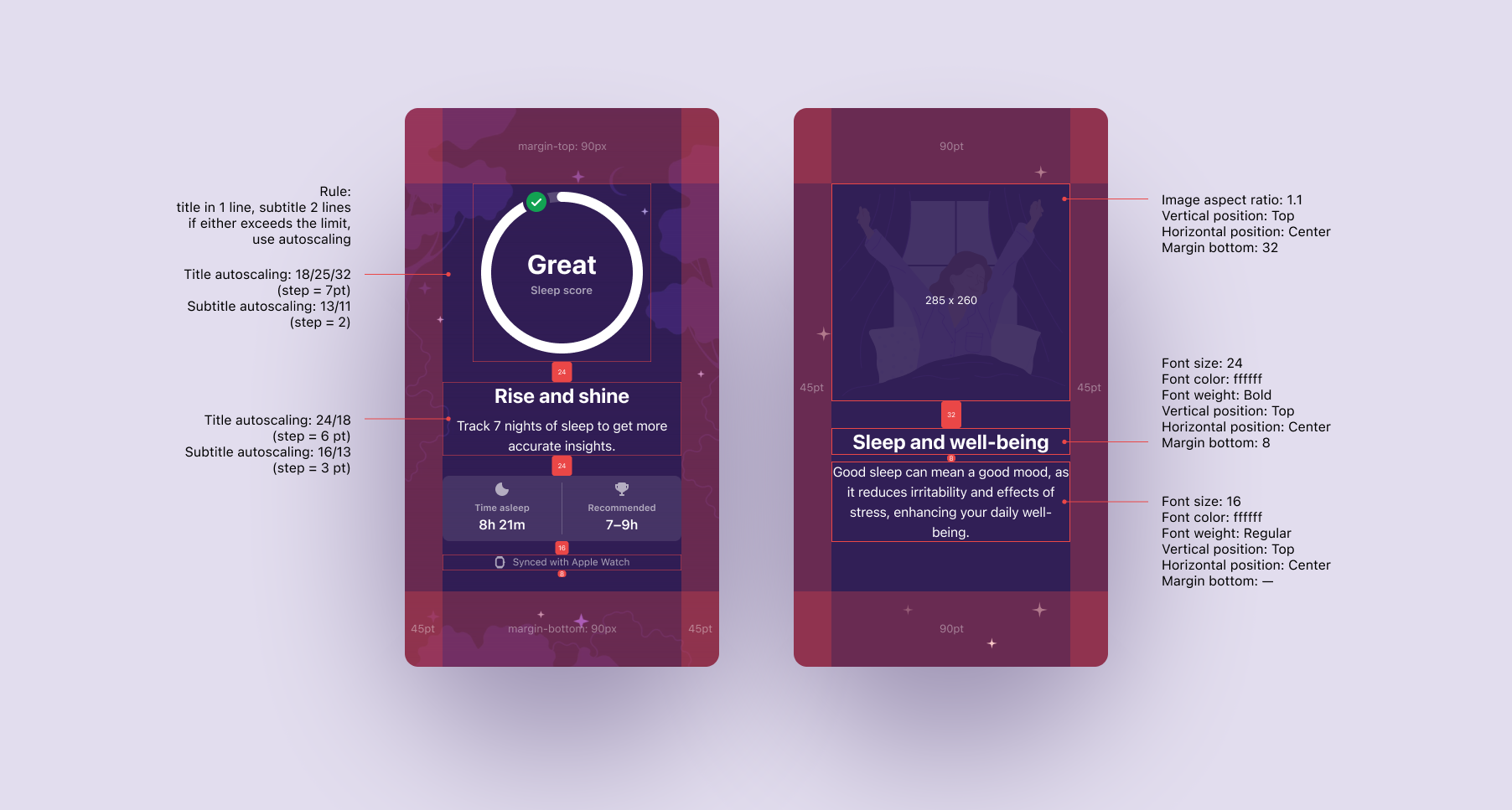 Sleep story specifications